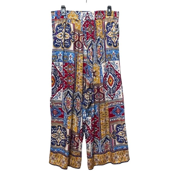 Haute Hippie Palazzo Pants Large Colorful Geometric Ethnic Print Boho Pockets - Picture 2 of 8